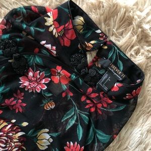 Forever 21 Floral Sheer Mesh Bodysuit
